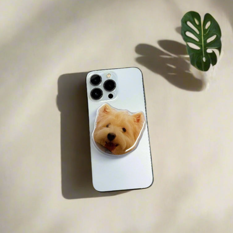 White Yorkie Phone Grip