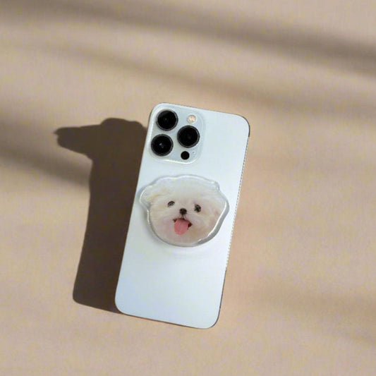 White Baby Maltese Phone Grip